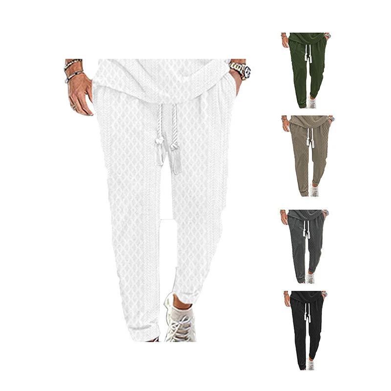 Men's jacquard plus-size drawstring pants