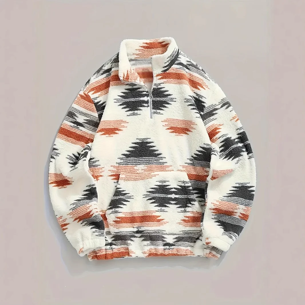 Zipper Plush Sweatshirt Top For Women