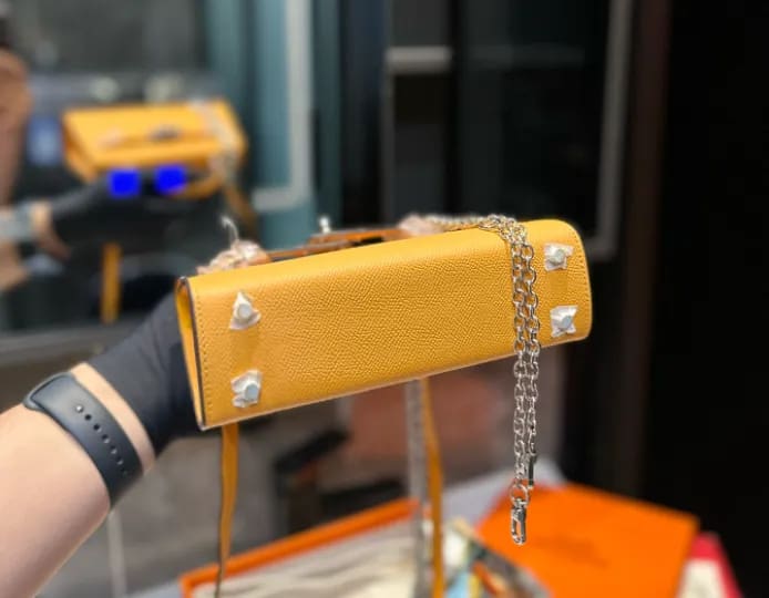 HERMES Amber EPSOM Calfskin Mini Kelly 20cm