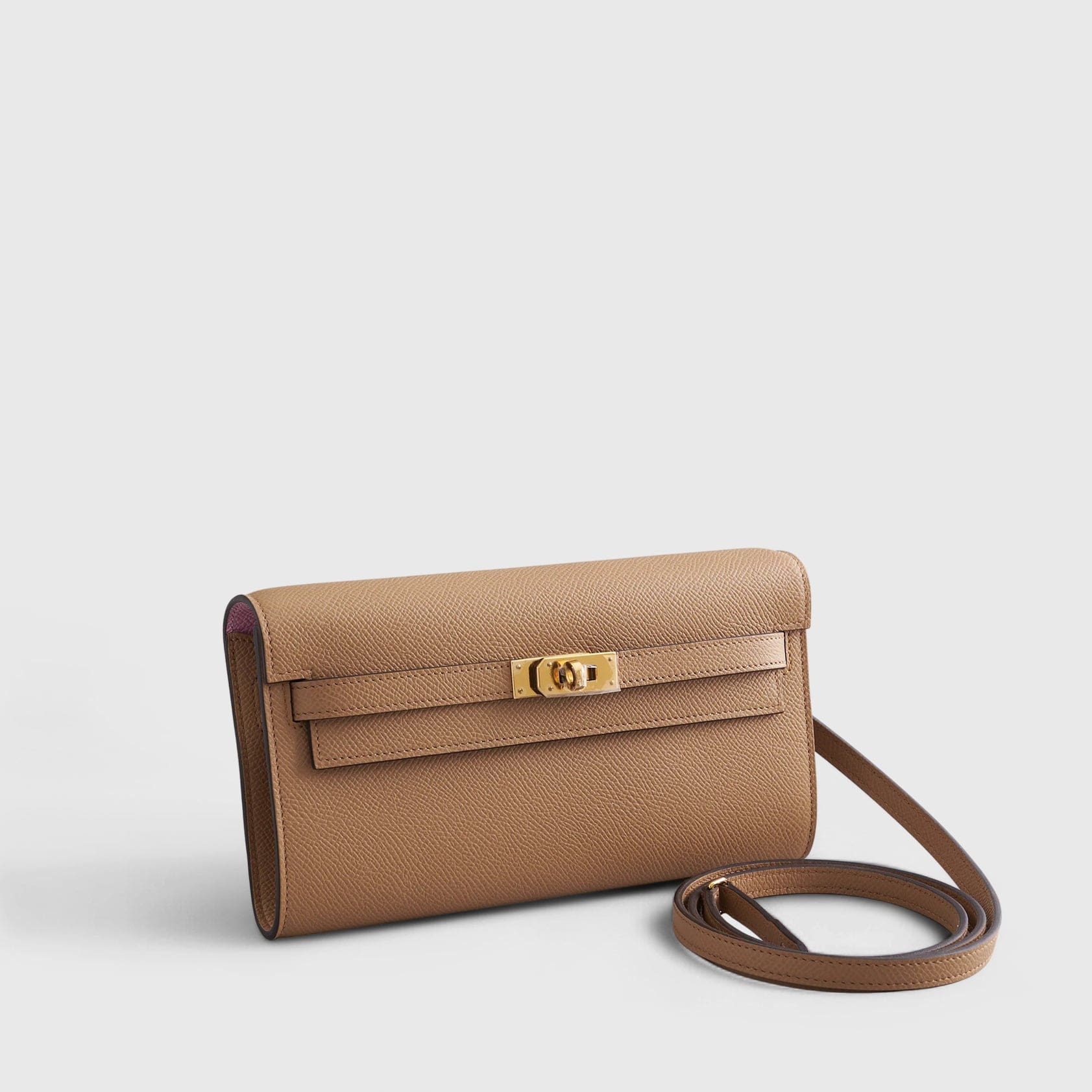 HERMES Kelly To Go Epsom Biscuit/Mauve Sylvester Gold Hardware