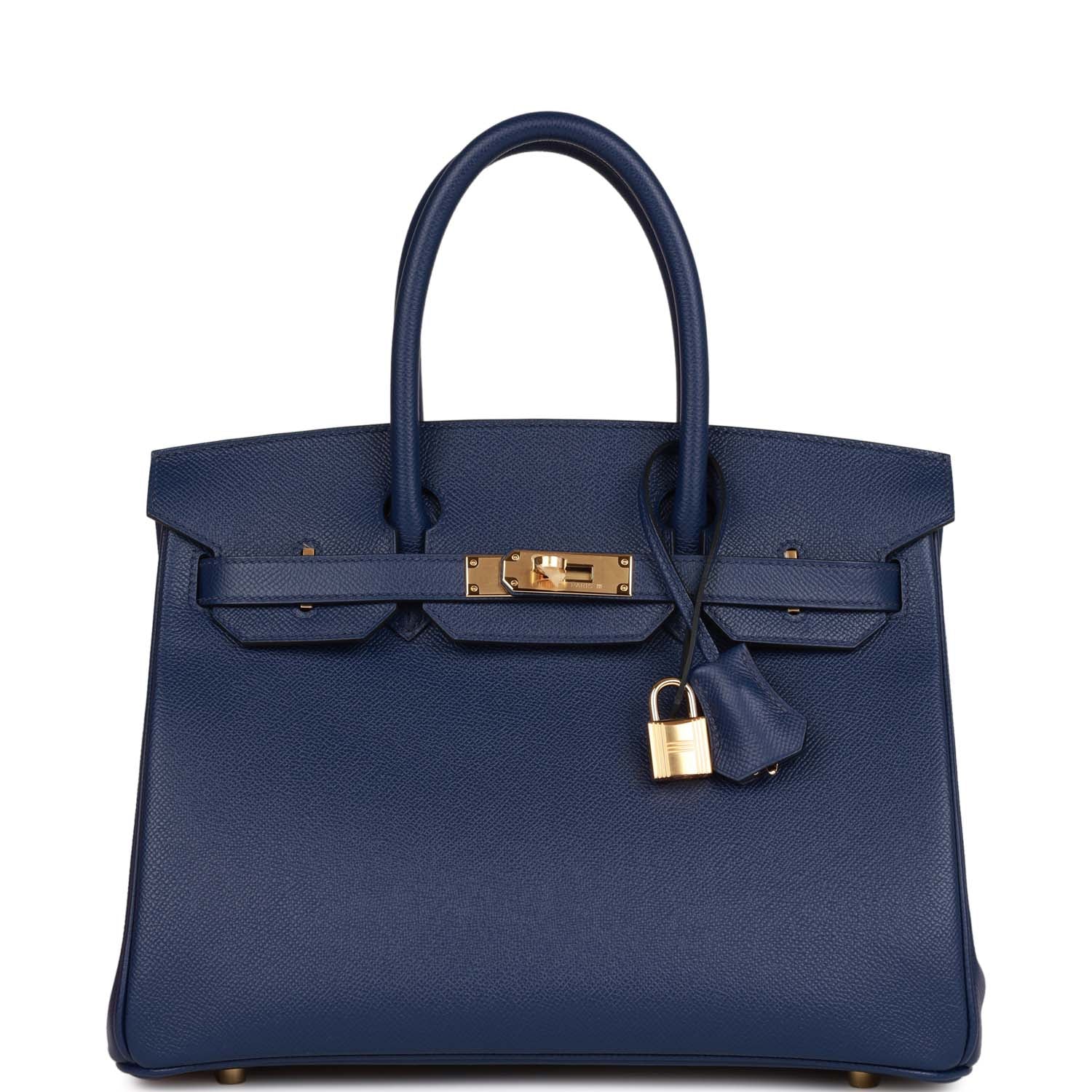 HERMES Birkin 30 Bleu Saphir Epsom Gold Hardware