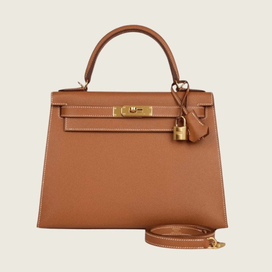 HERMES Kelly 28 Gold Epsom Gold Hardware