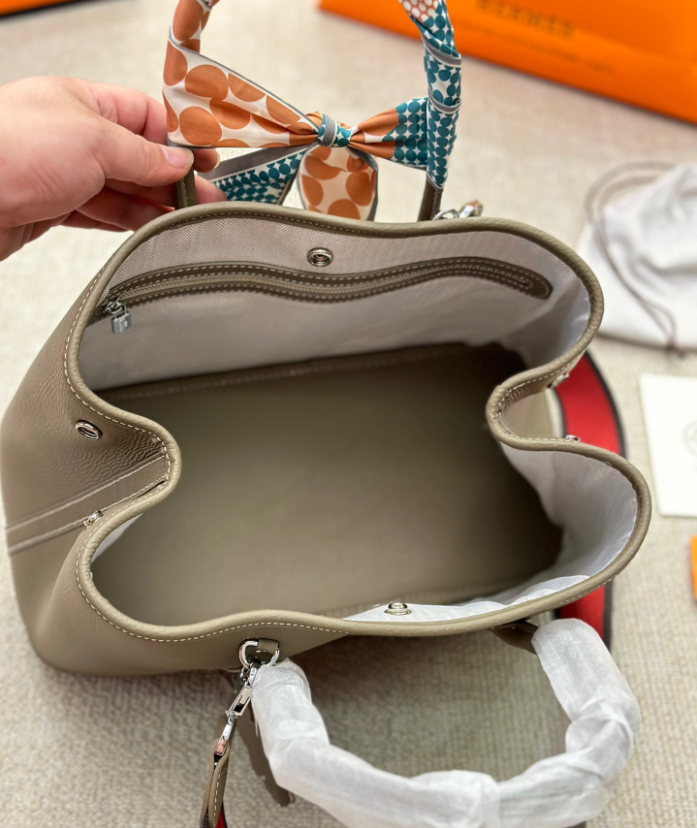 HERMÈS ETOUPE GREY NEGONDA GARDEN PARTY TPM