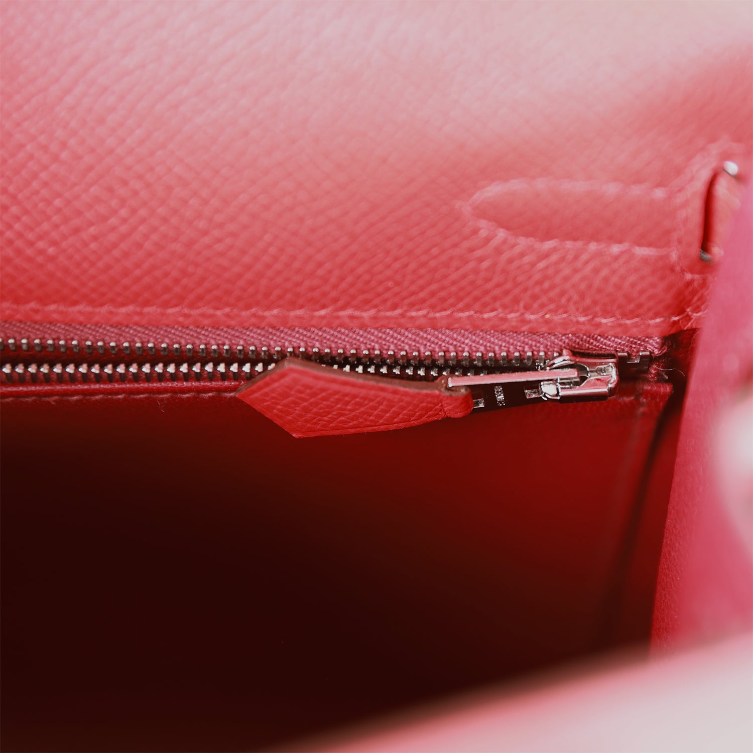 HERMES Kelly Sellier 25 Rouge de Coeur Verso Epsom Palladium Hardware