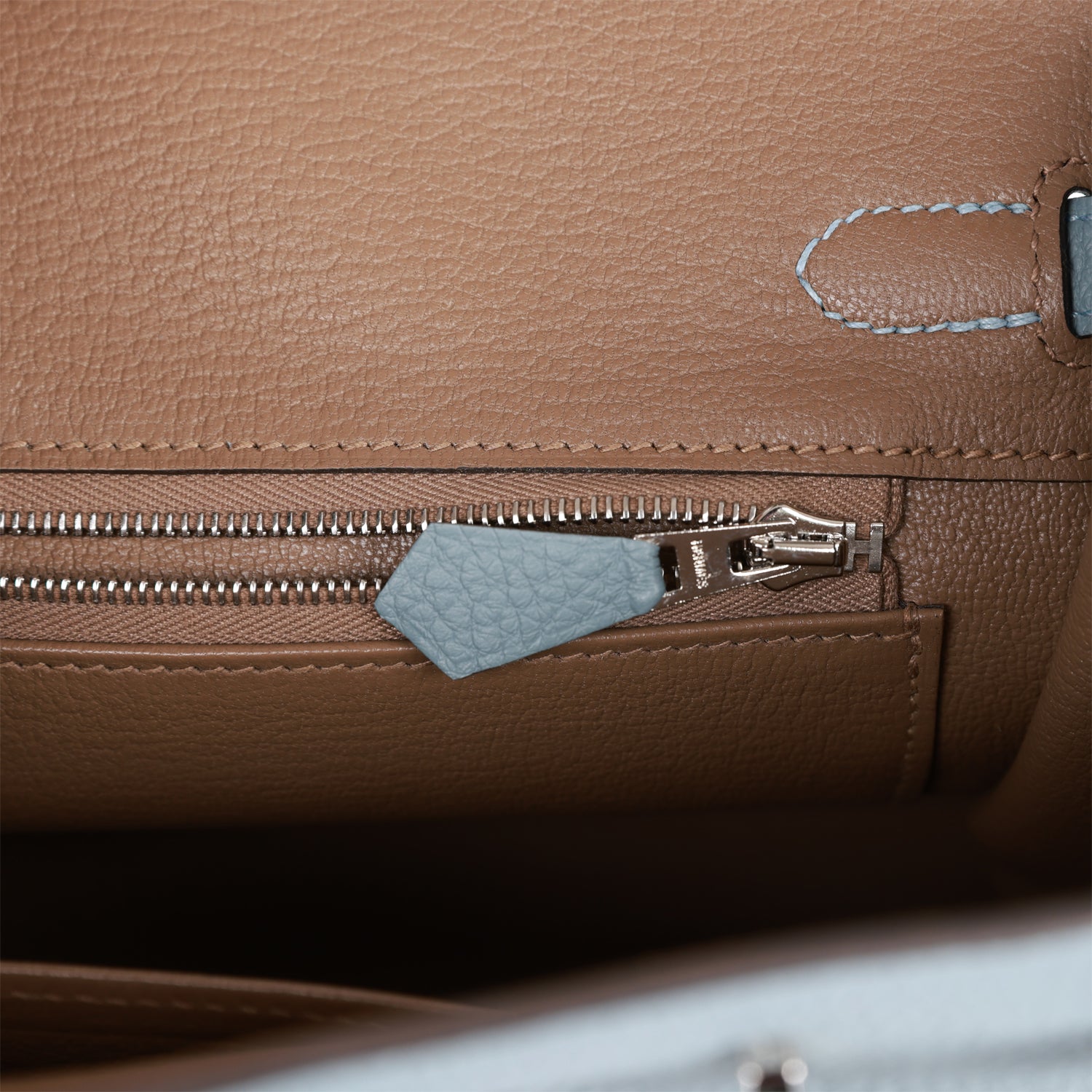 HERMES Birkin 25 Bleu Lin Verso Togo Palladium Hardware