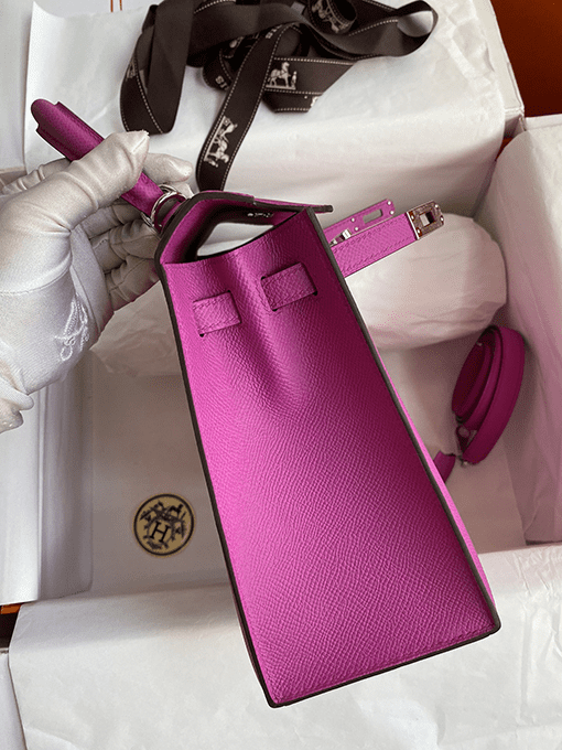HERMES Kelly Handbag Pink Epsom with Palladium Hardware 25