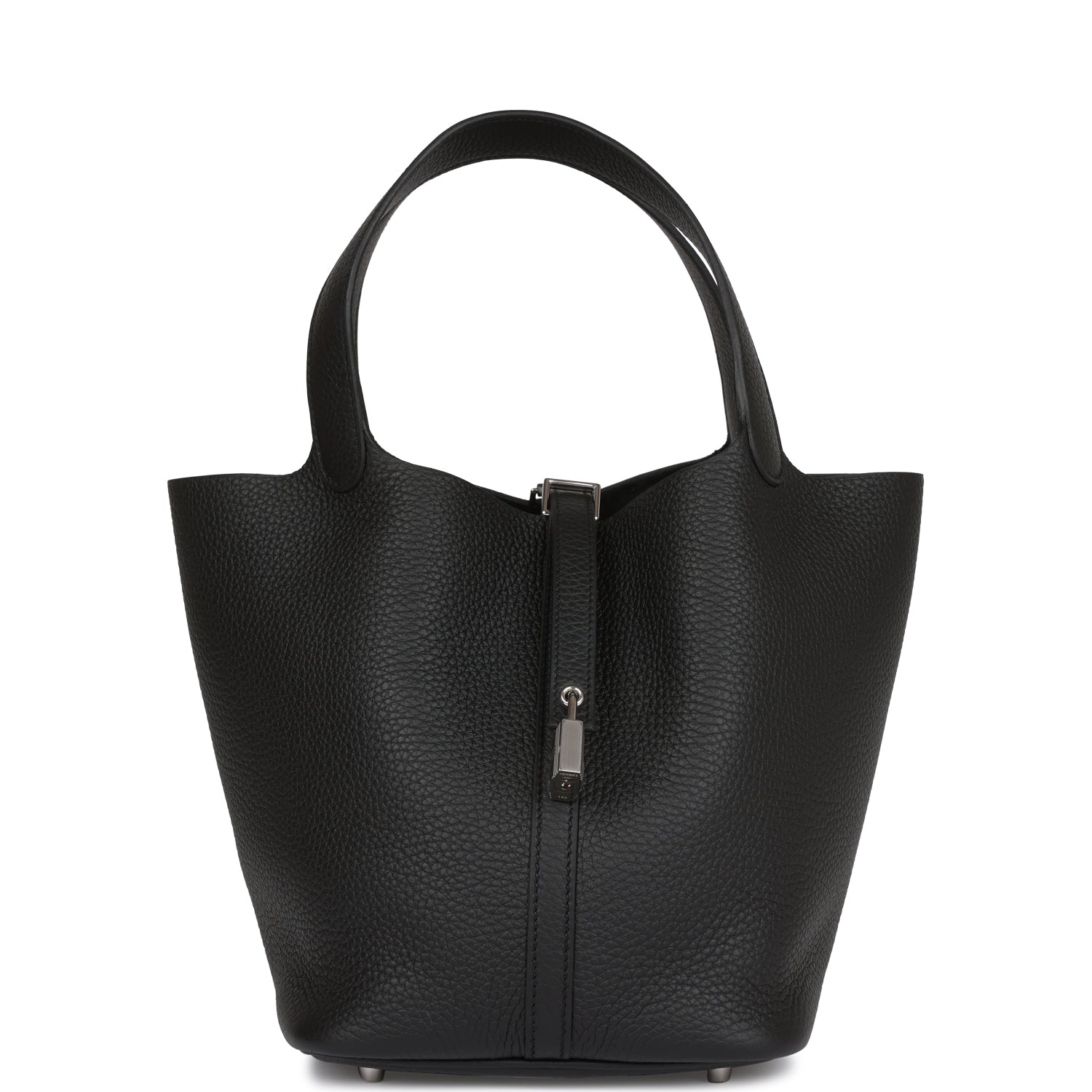 HERMES Black Clemence Picotin Lock 22cm Palladium Hardware