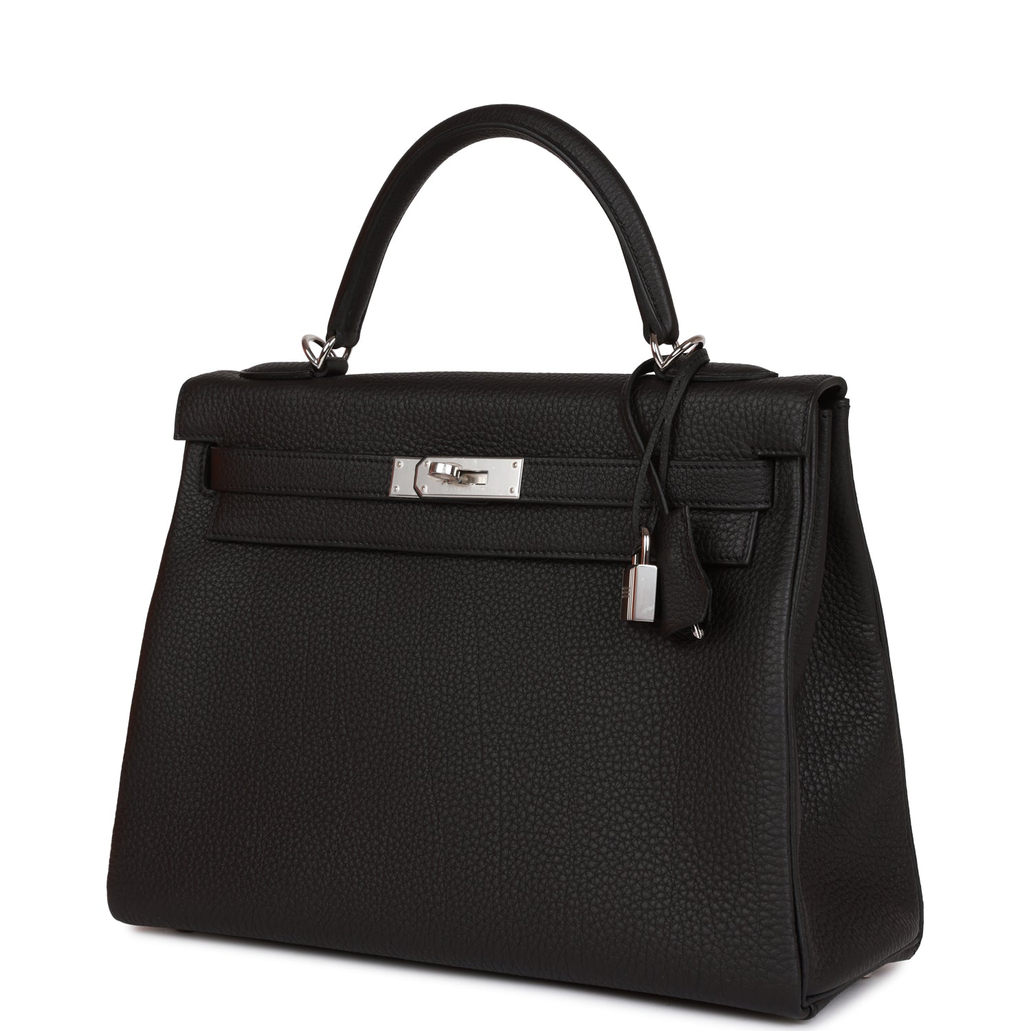HERMES Kelly Retourne 32cm Black Togo Palladium Hardware