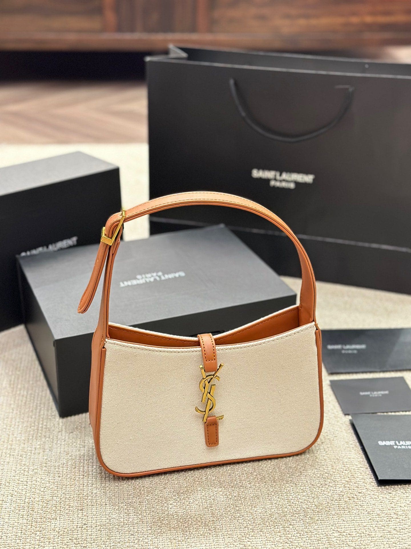 SAINT LAURENT LE 5 ?? 7 IN CANVAS AND LEATHER