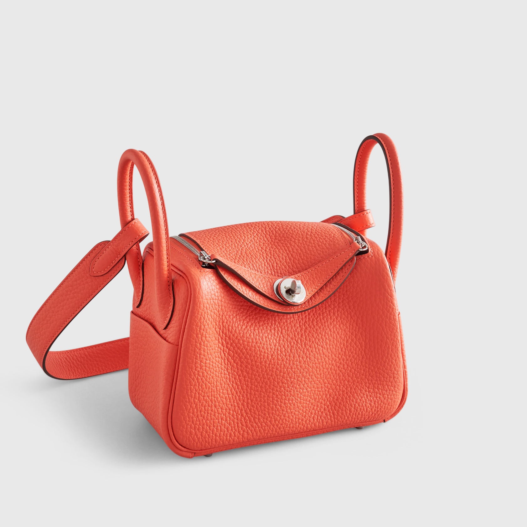 HERMES Lindy 20 Clemence Go Orange Field Palladium Hardware