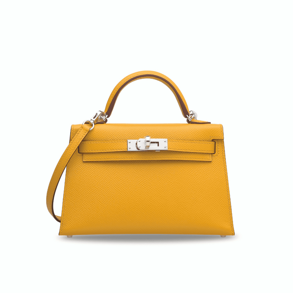 HERMES Amber EPSOM Calfskin Mini Kelly 20cm