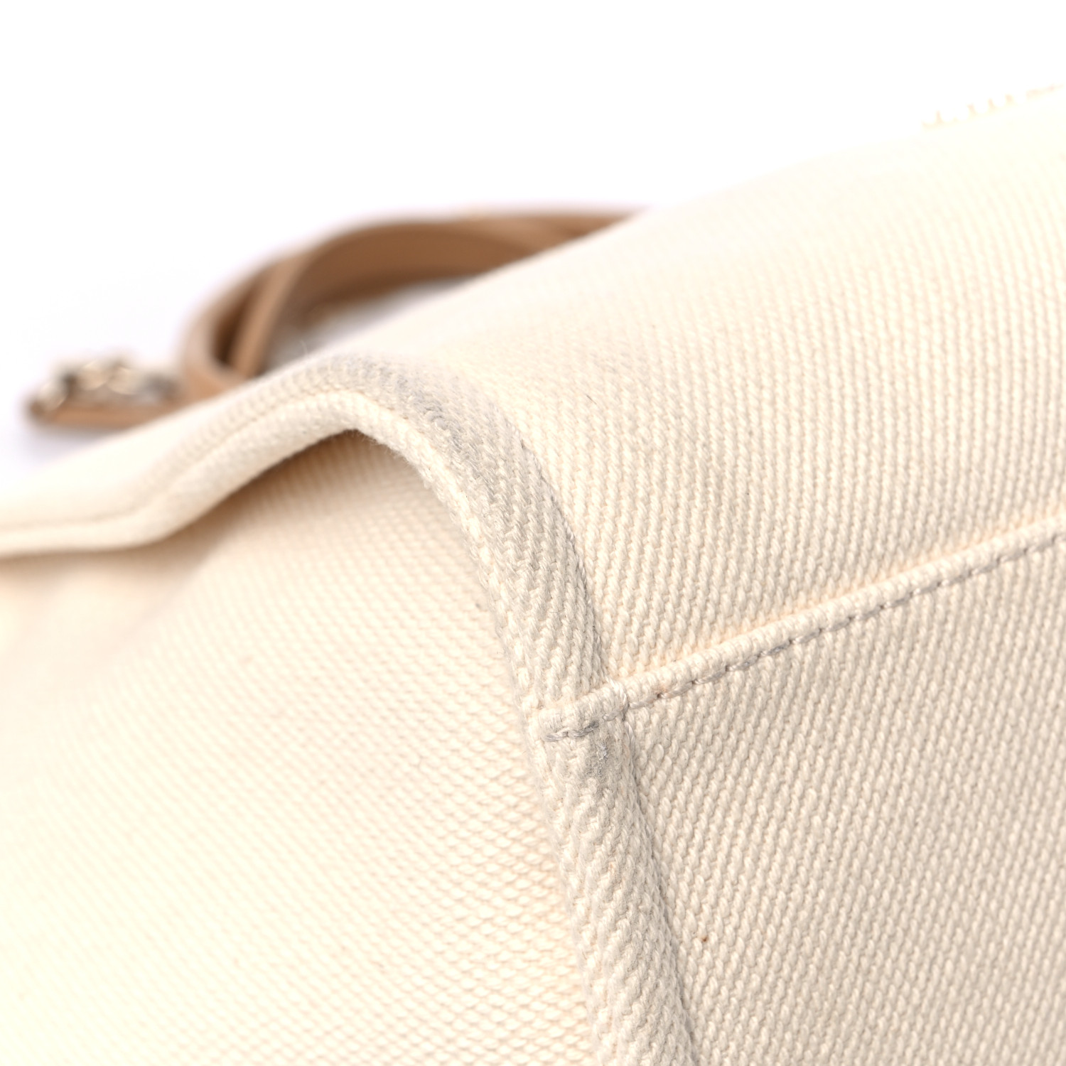 CHANEL Canvas Pearl Large Deauville Tote Ecru Beige