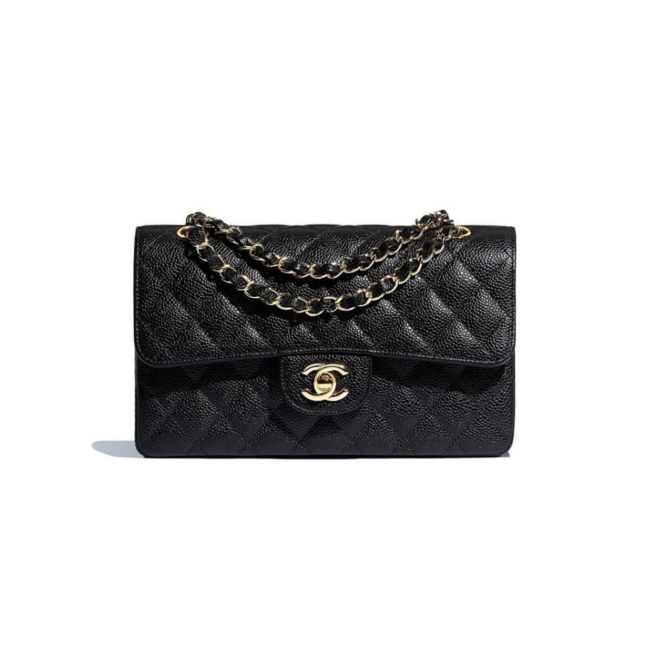 CHANEL SMALL CLASSIC HANDBAG Grained Calfskin & Gold Metal
