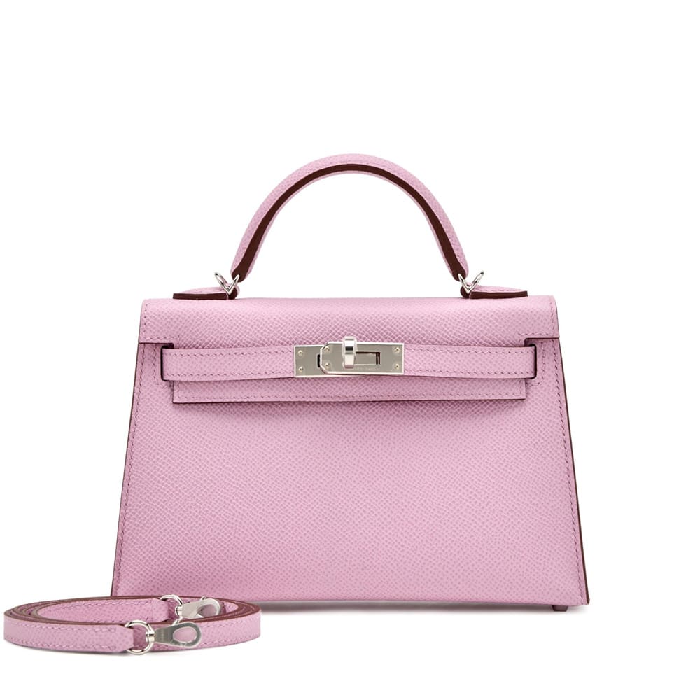 HERMES Mauve Sylvestre Epsom Mini Kelly 20 Palladium Hardware