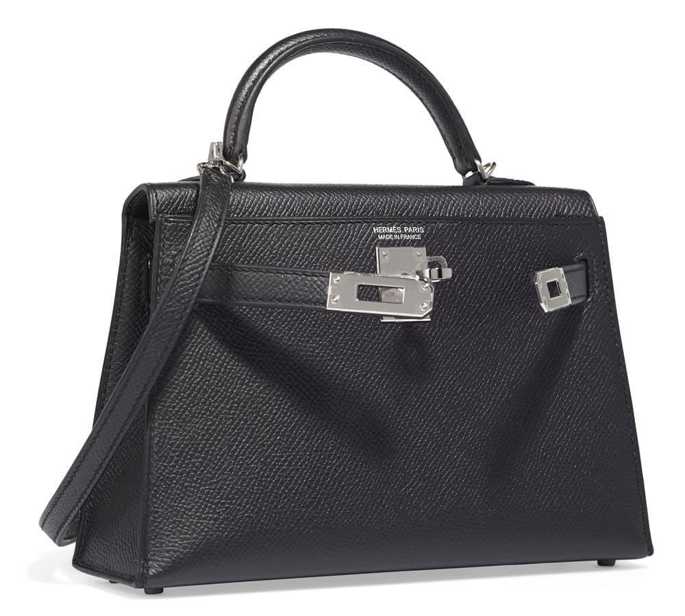 HERMES Kelly Touch Mini Lizard, Veau Madame Black Palladium Hardware