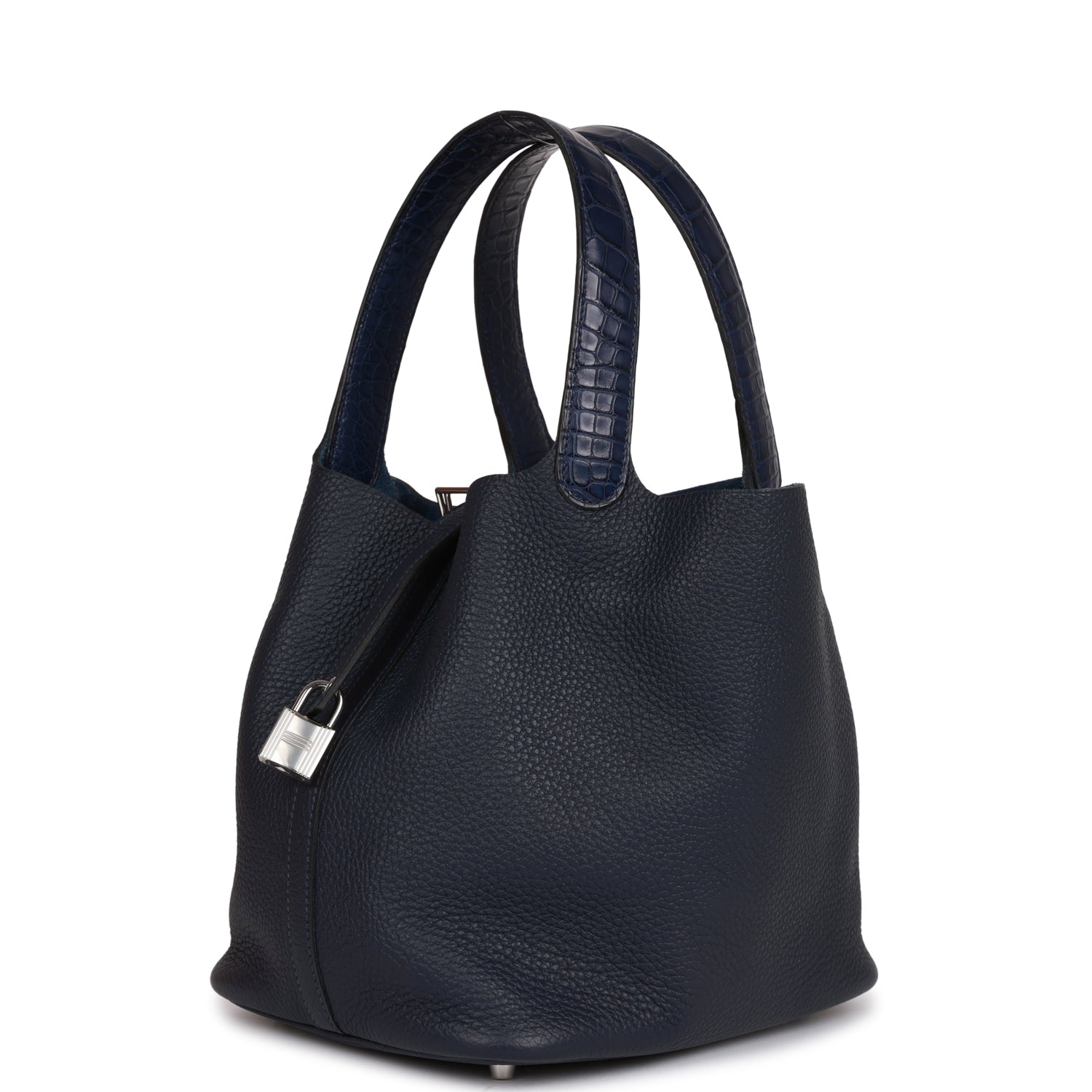 Hermes Picotin Lock 18 Bleu Nuit Clemence and Matte Alligator Touch Palladium Hardware