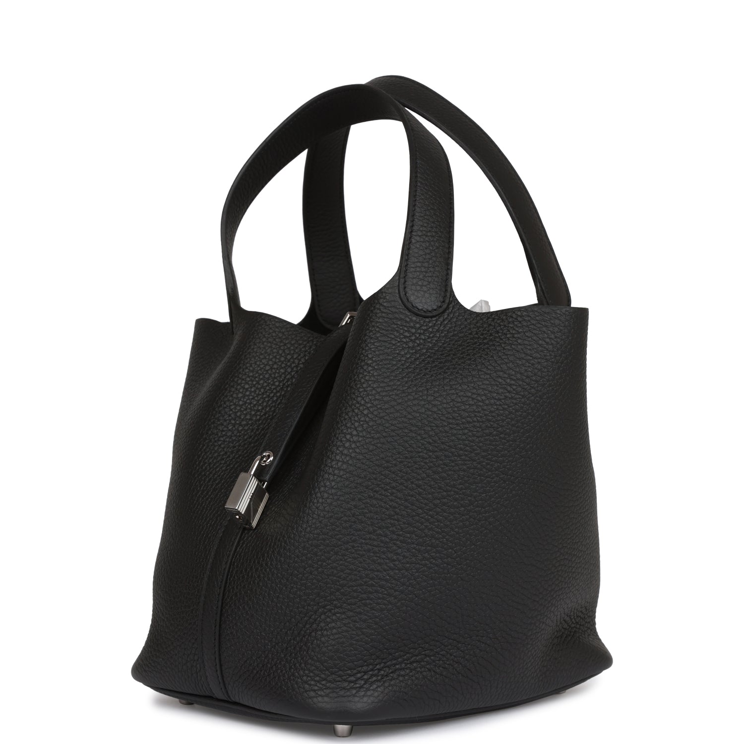 HERMES Black Clemence Picotin Lock 22cm Palladium Hardware