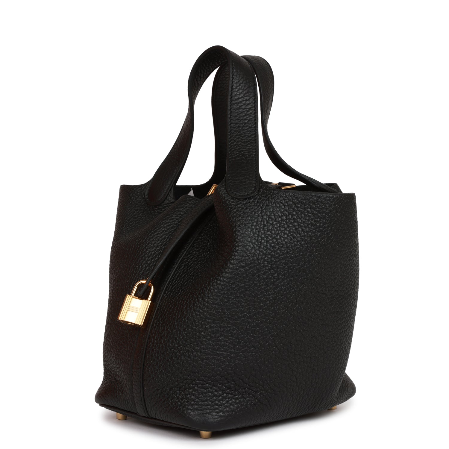 HERMES Picotin Lock 18 Black Clemence Gold Hardware