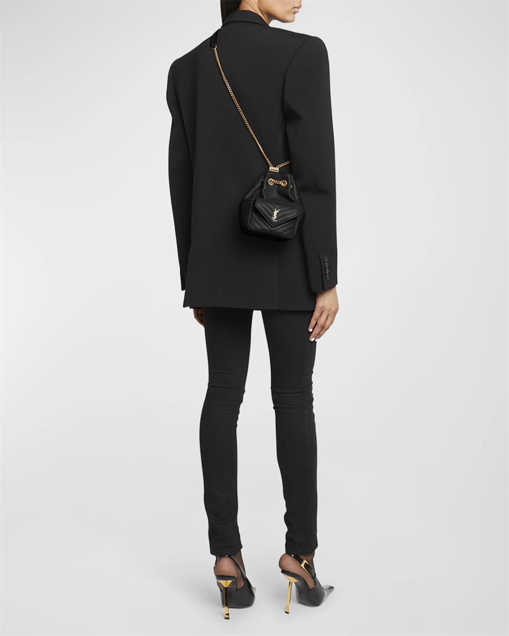 Saint Laurent Joe Mini YSL Bucket Bag with Adjustable Strap in Smooth Leather