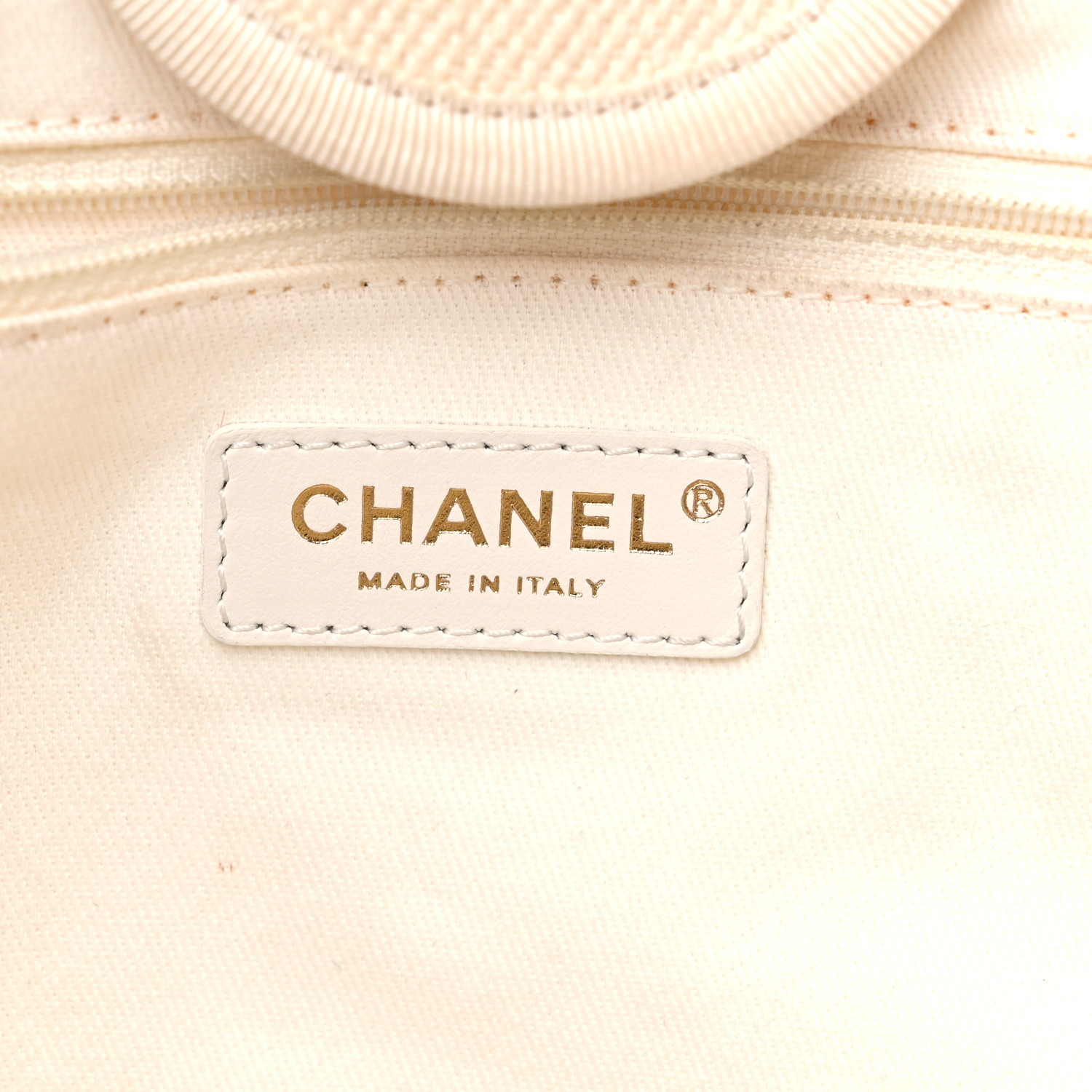 CHANEL Canvas Pearl Large Deauville Tote Ecru Beige