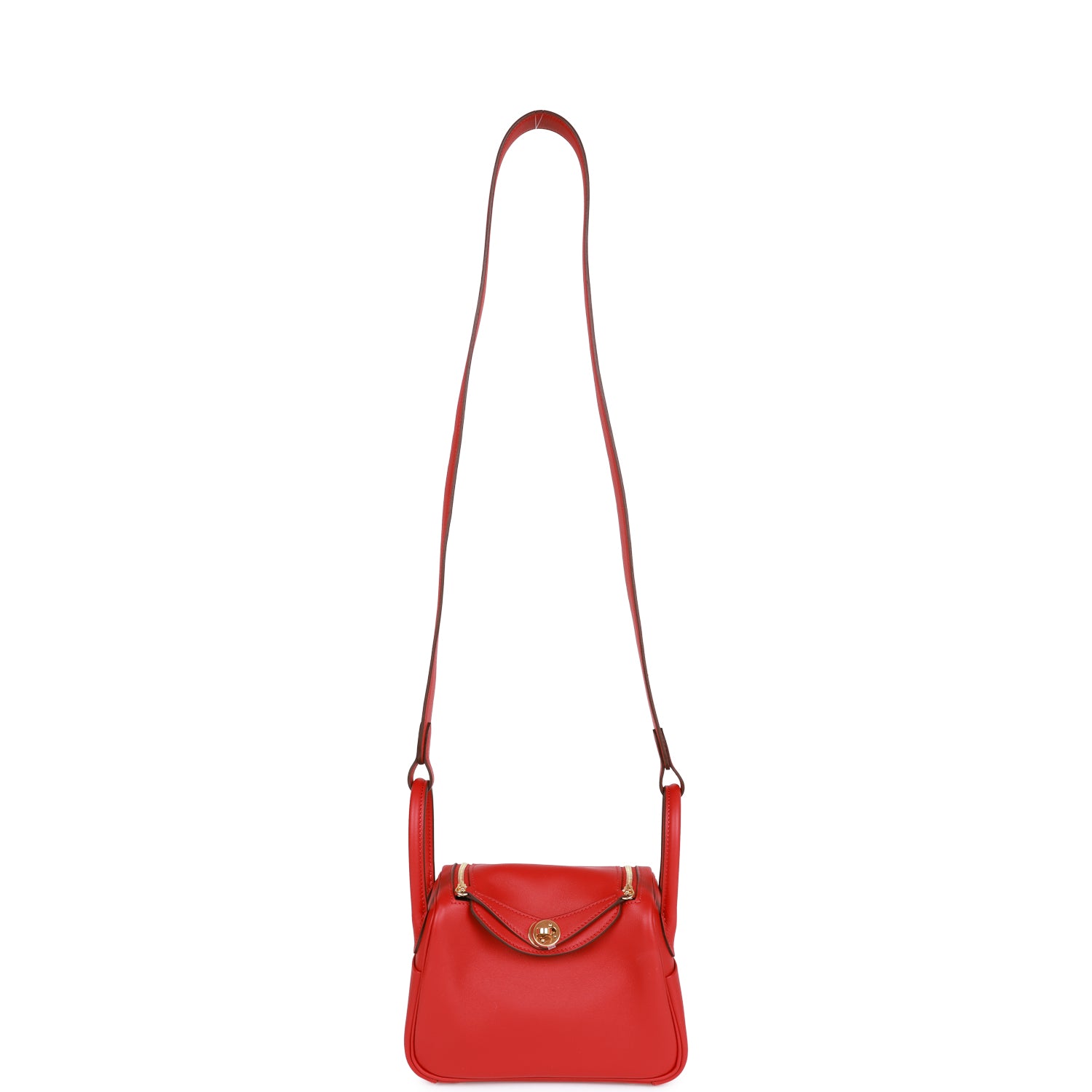 HERMES Mini Lindy Rouge Piment Swift Gold Hardware