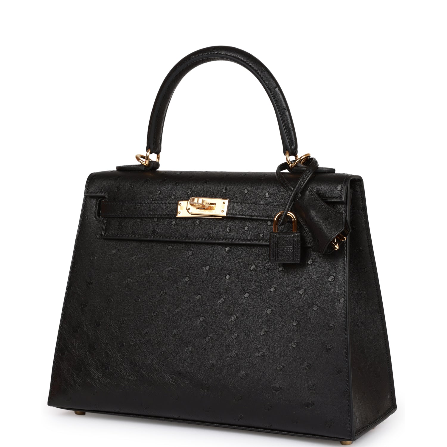 HERMES Kelly Sellier 25 Black OstricHERMES Gold Hardware