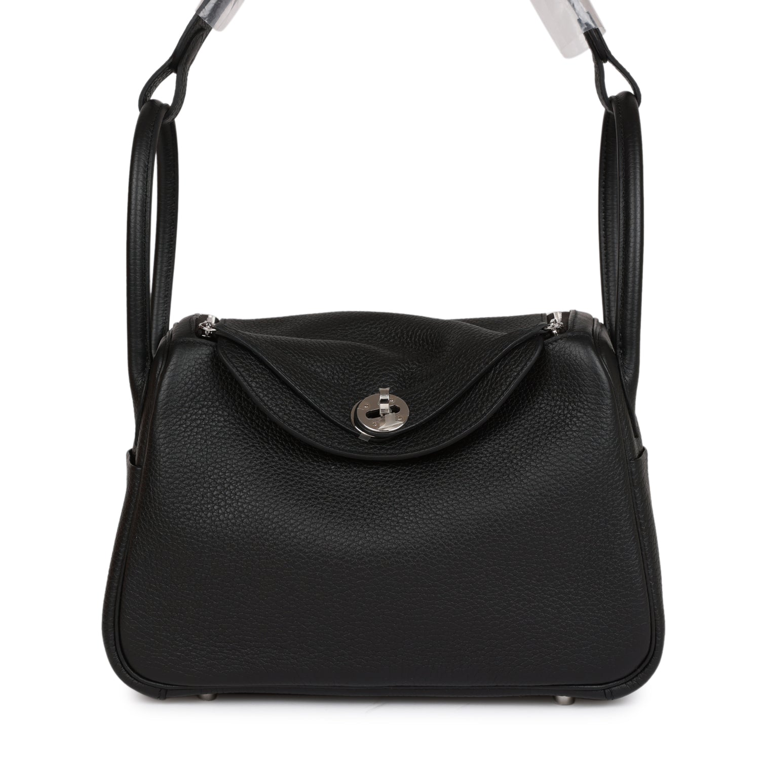 HERMES Lindy 26 Black Clemence Palladium Hardware