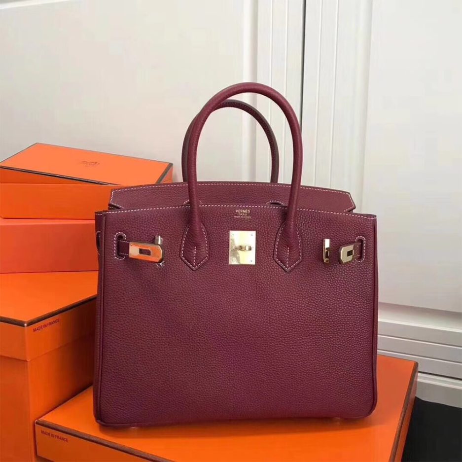 HERMES BIRKIN BAG 30 (Garnet red）