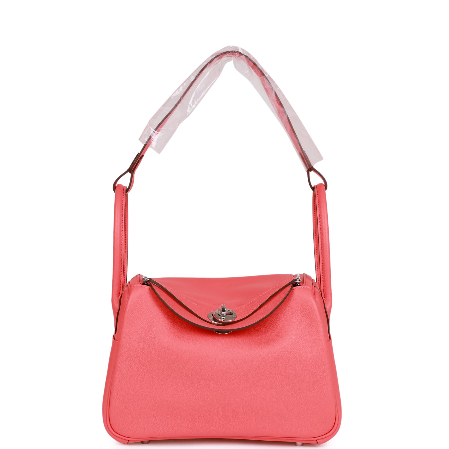 HERMES Lindy 26 Rose Texas Evercolor Palladium Hardware