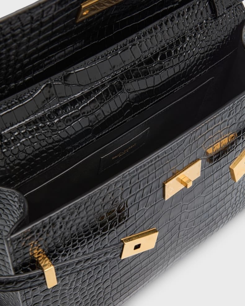 Saint Laurent Manhattan Medium Shoulder Bag in Croc-Embossed Leather