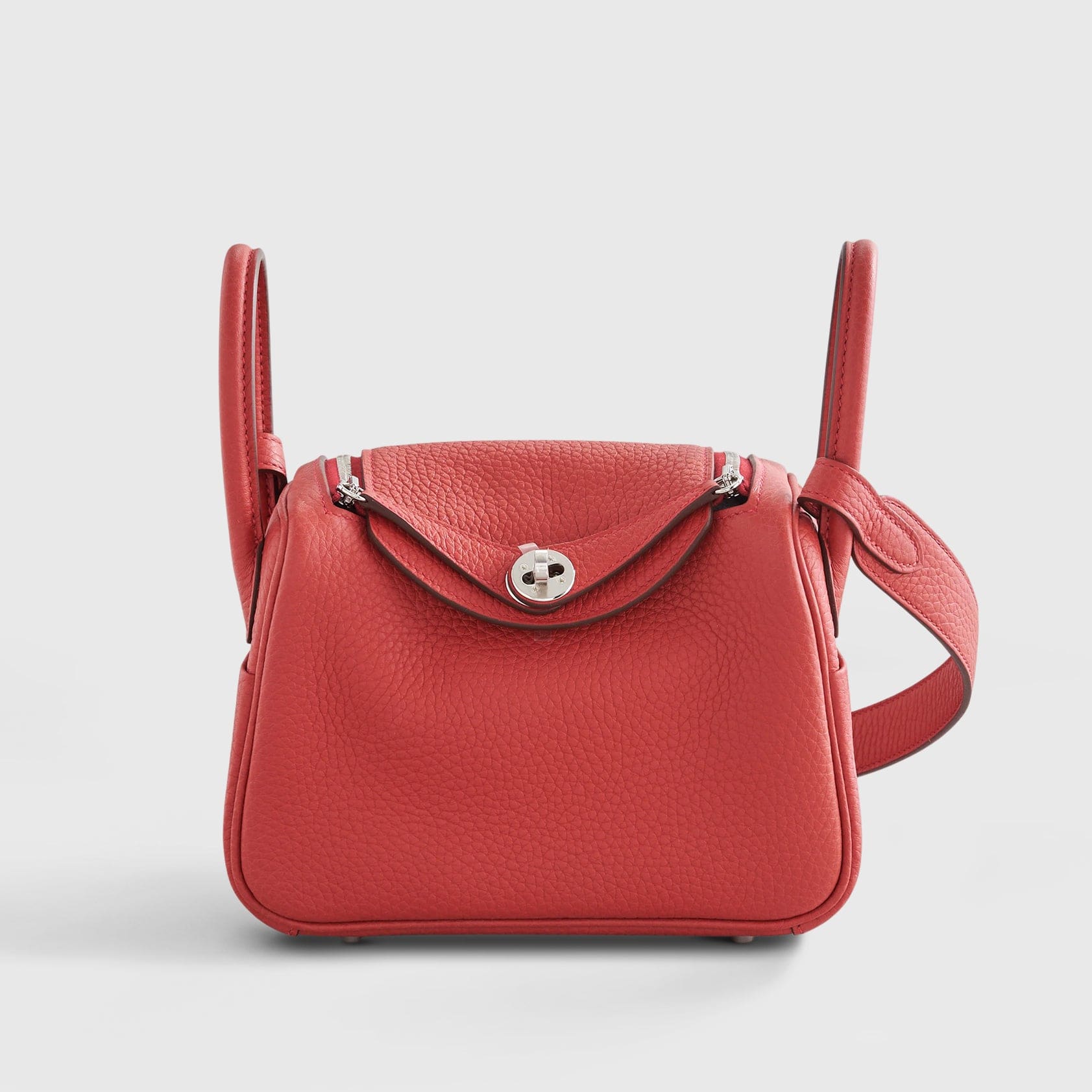 HERMES Lindy 20 Clemence Vermillon Palladium Hardware