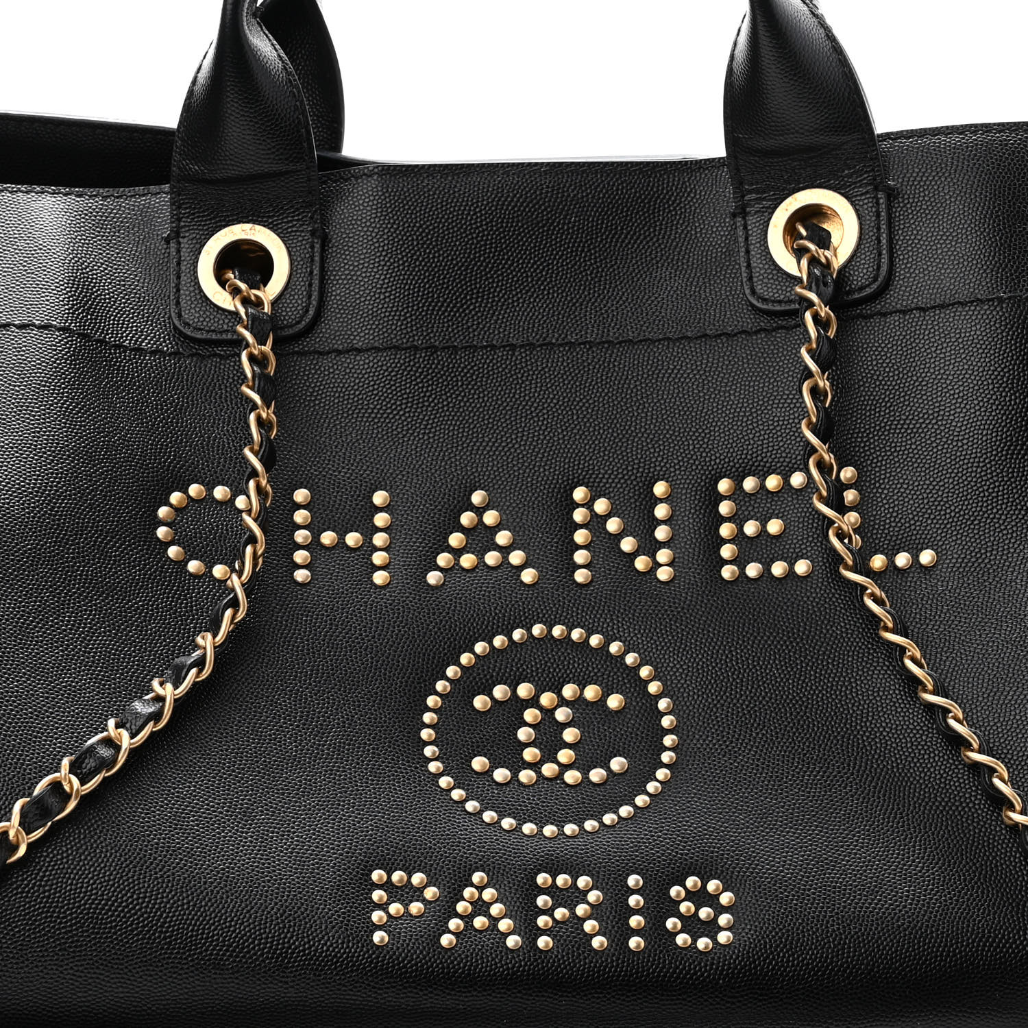 CHANEL Caviar Medium Studded Deauville Tote Black