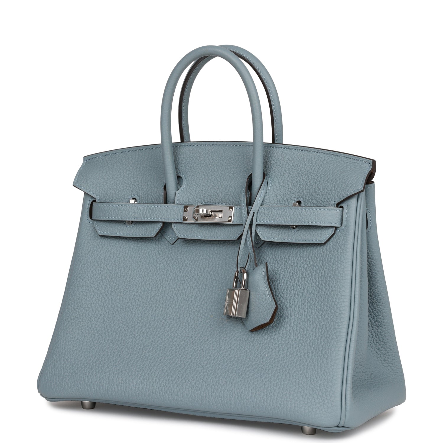 HERMES Birkin 25 Bleu Lin Verso Togo Palladium Hardware