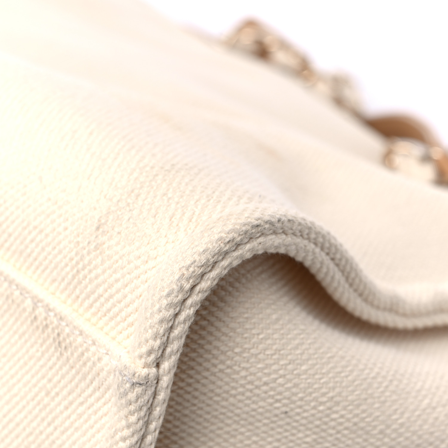 CHANEL Canvas Pearl Large Deauville Tote Ecru Beige