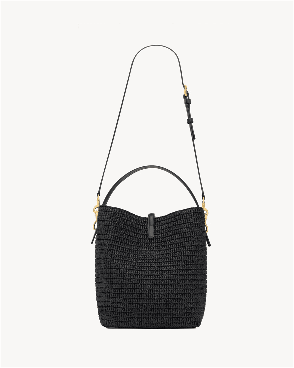 Saint Laurent le 37 in woven raffia and vegetable-tanned leather