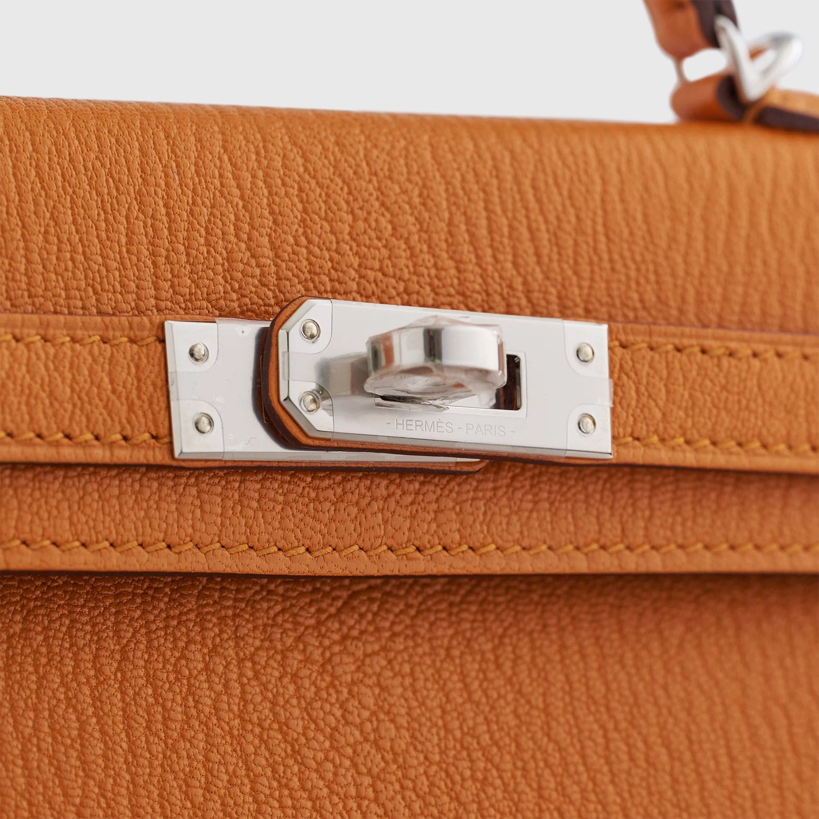 HERMES Kelly Mini Chevre Apricot/Cuivre Sellier Palladium Hardware