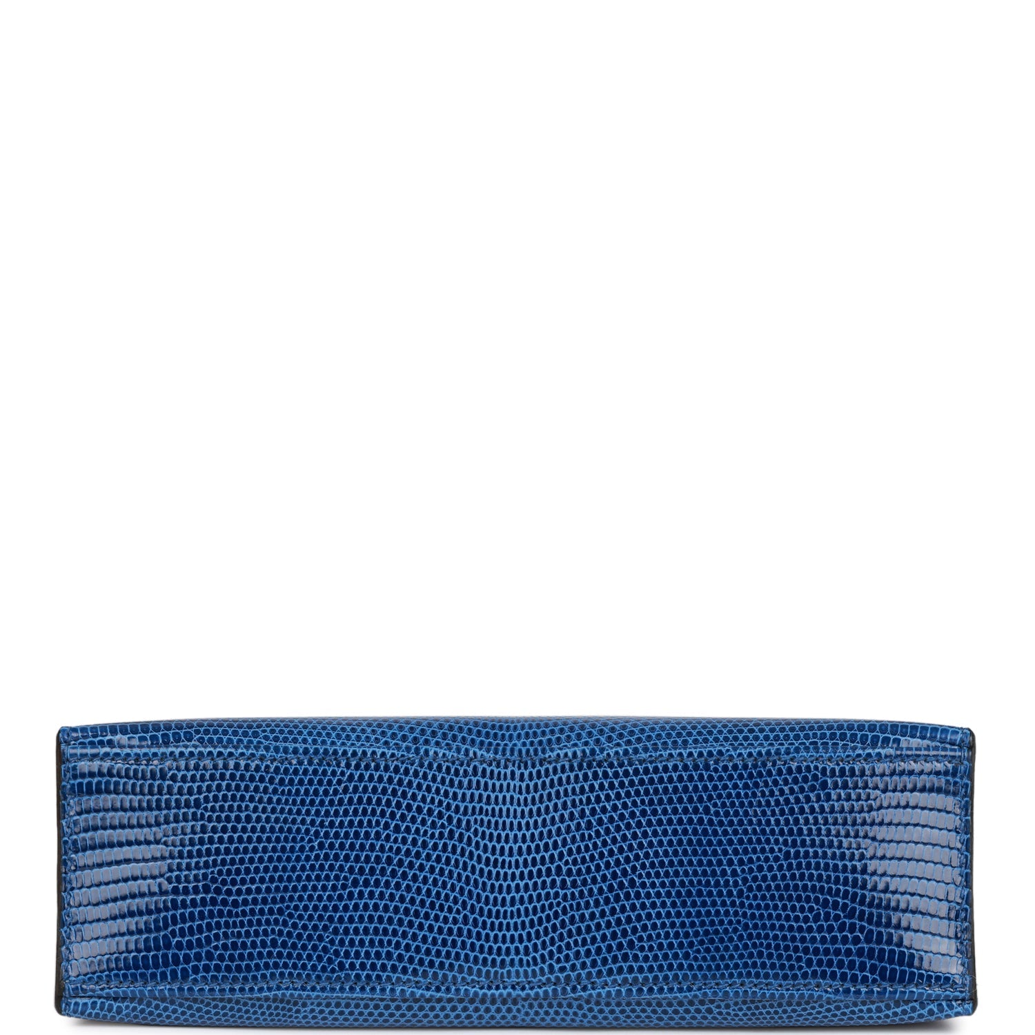 HERMES Kelly Pochette Bleu Saphir Lizard Palladium Hardware