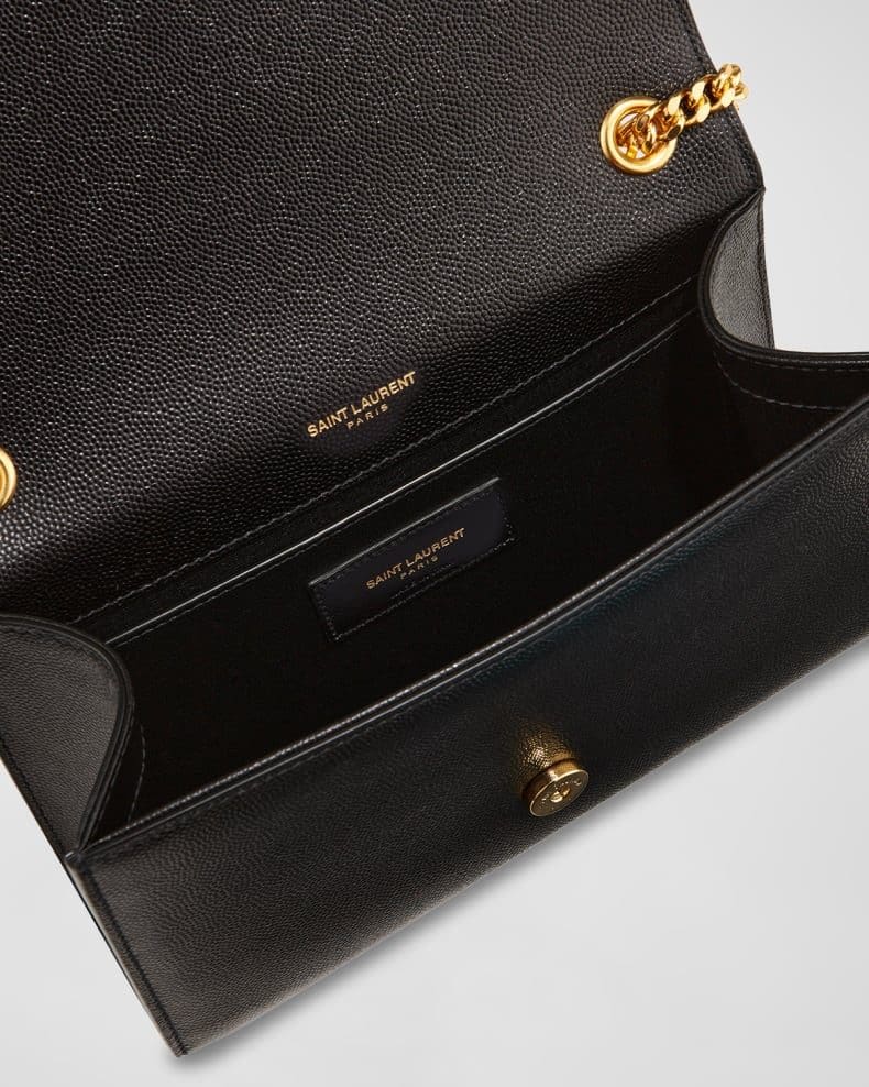 Saint Laurent Kate Small Tassel YSL Wallet on Chain in Grained Leather