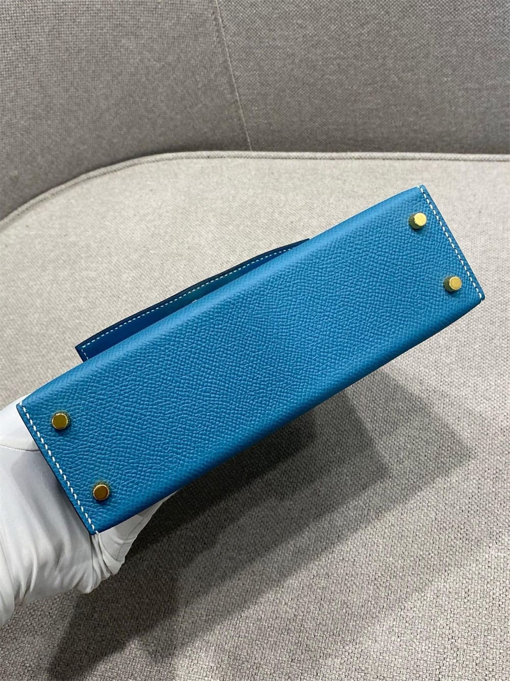 HERMES Mini Kelly Bleu Jean Epsom Gold Hardware