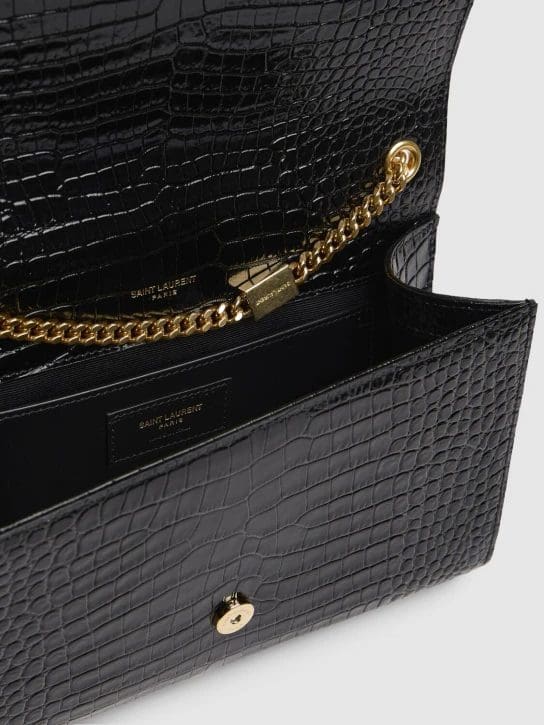 Saint Laurent Medium Kate Tassel Chain Bag In Black Crocodile Em