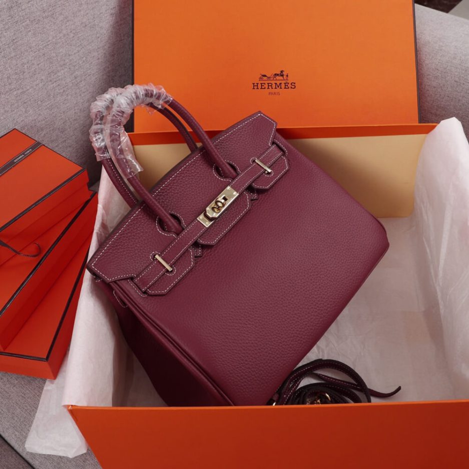 HERMES BIRKIN BAG 25 (Garnet red）