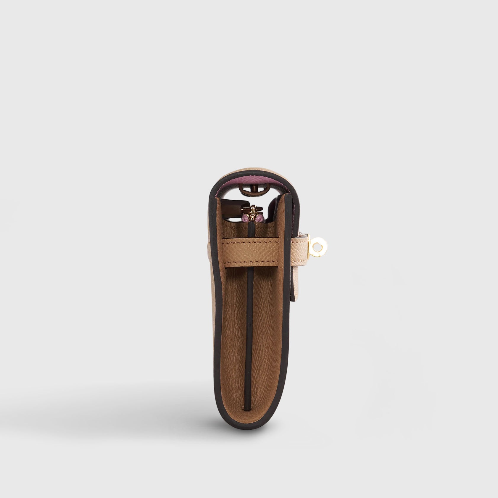 HERMES Kelly To Go Epsom Biscuit/Mauve Sylvester Gold Hardware