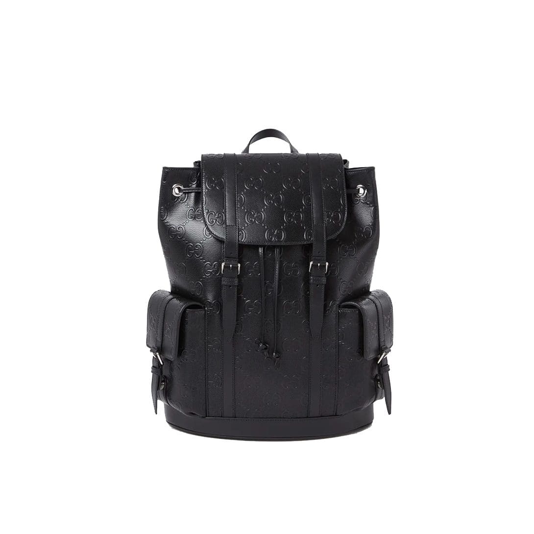 Gucci GG Leather Logo Embossed Backpack