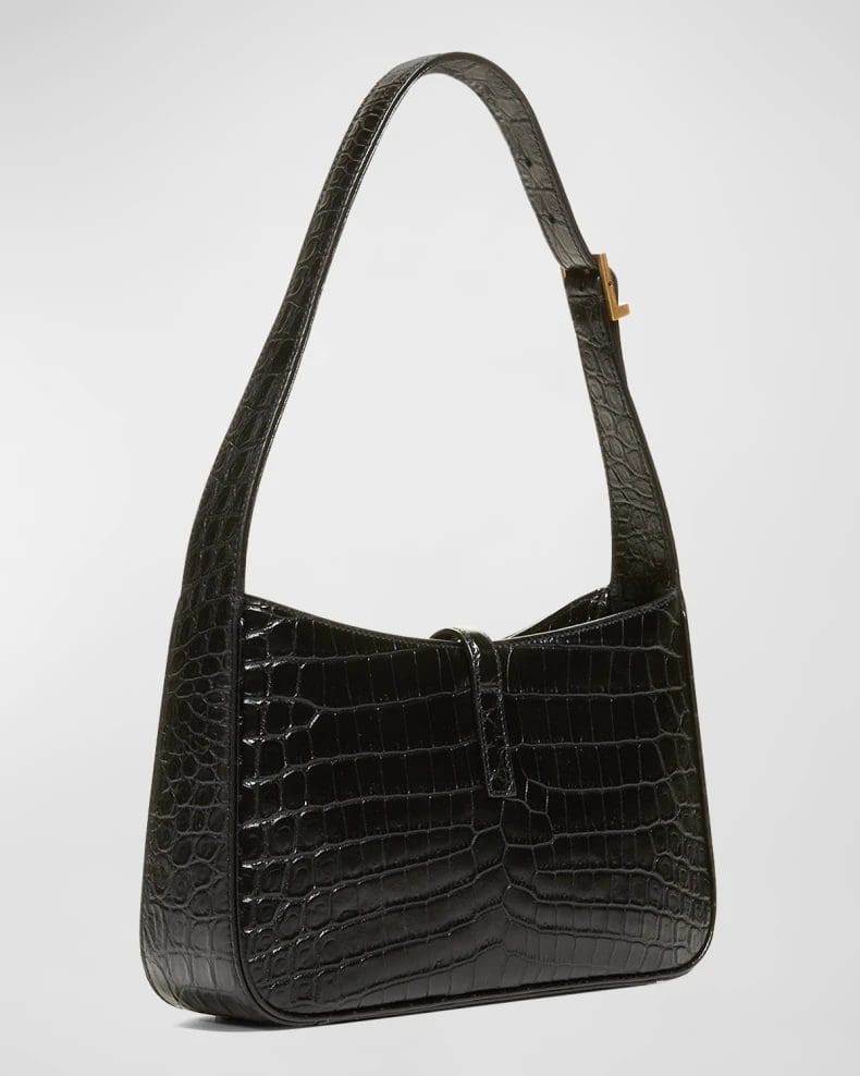 Saint Laurent Le 5 A 7 YSL Shoulder Bag in Croc-Embossed Leather