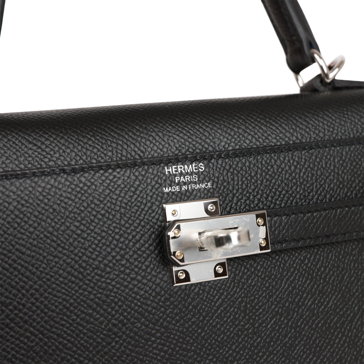 HERMES Kelly Sellier 25 Black Epsom Palladium Hardware