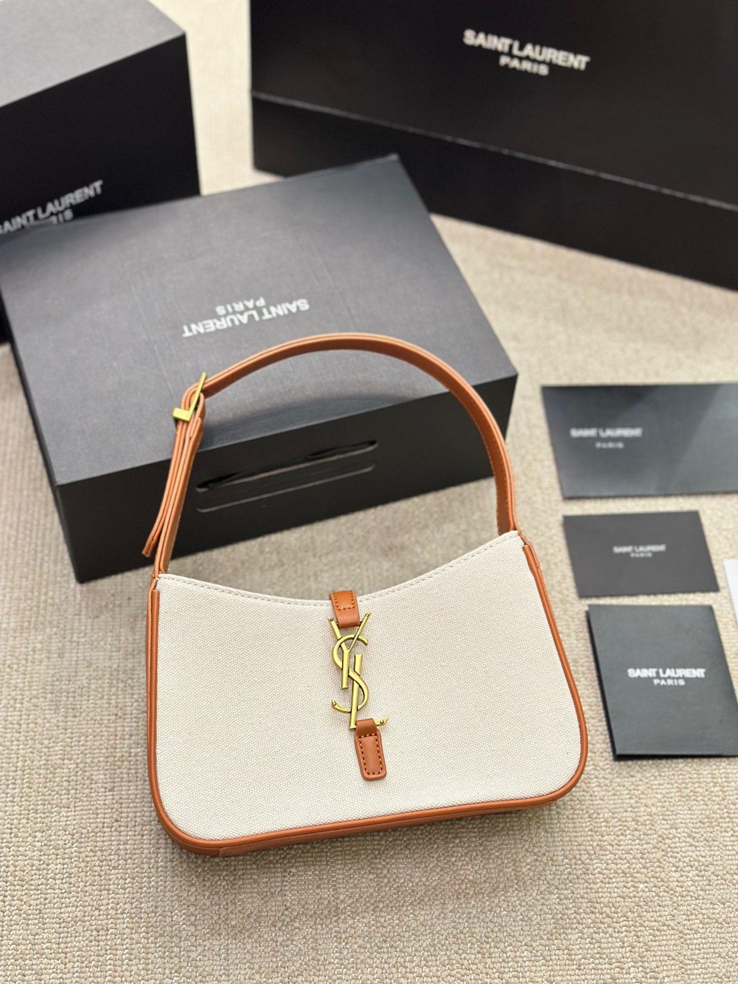 SAINT LAURENT LE 5 ?? 7 IN CANVAS AND LEATHER