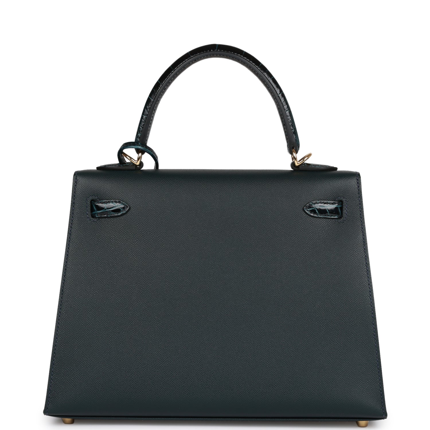 HERMES Kelly Sellier 25 Vert Rousseau Madame and Shiny Niloticus Crocodile ToucHERMES Gold Hardware