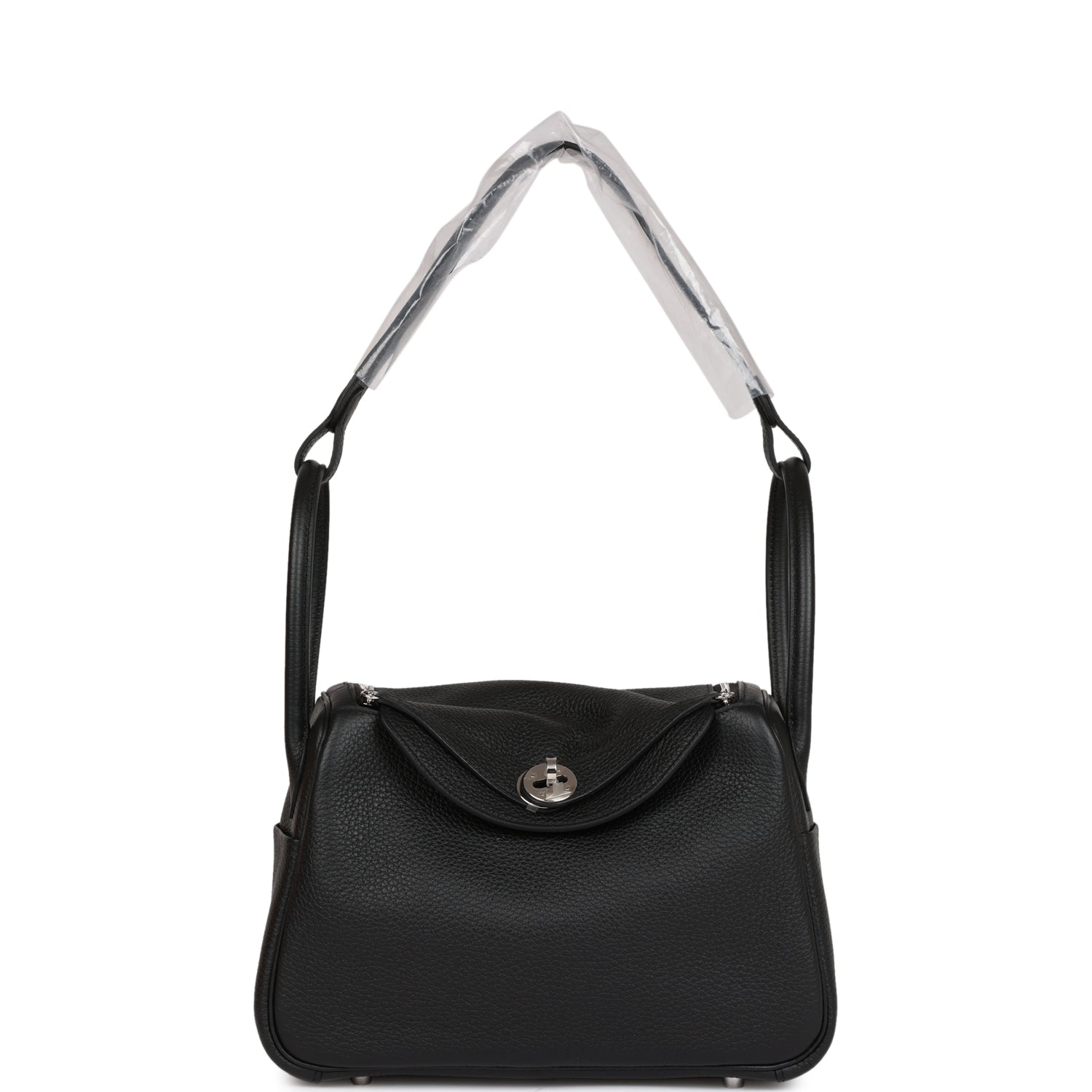 HERMES Lindy 26 Black Clemence Palladium Hardware
