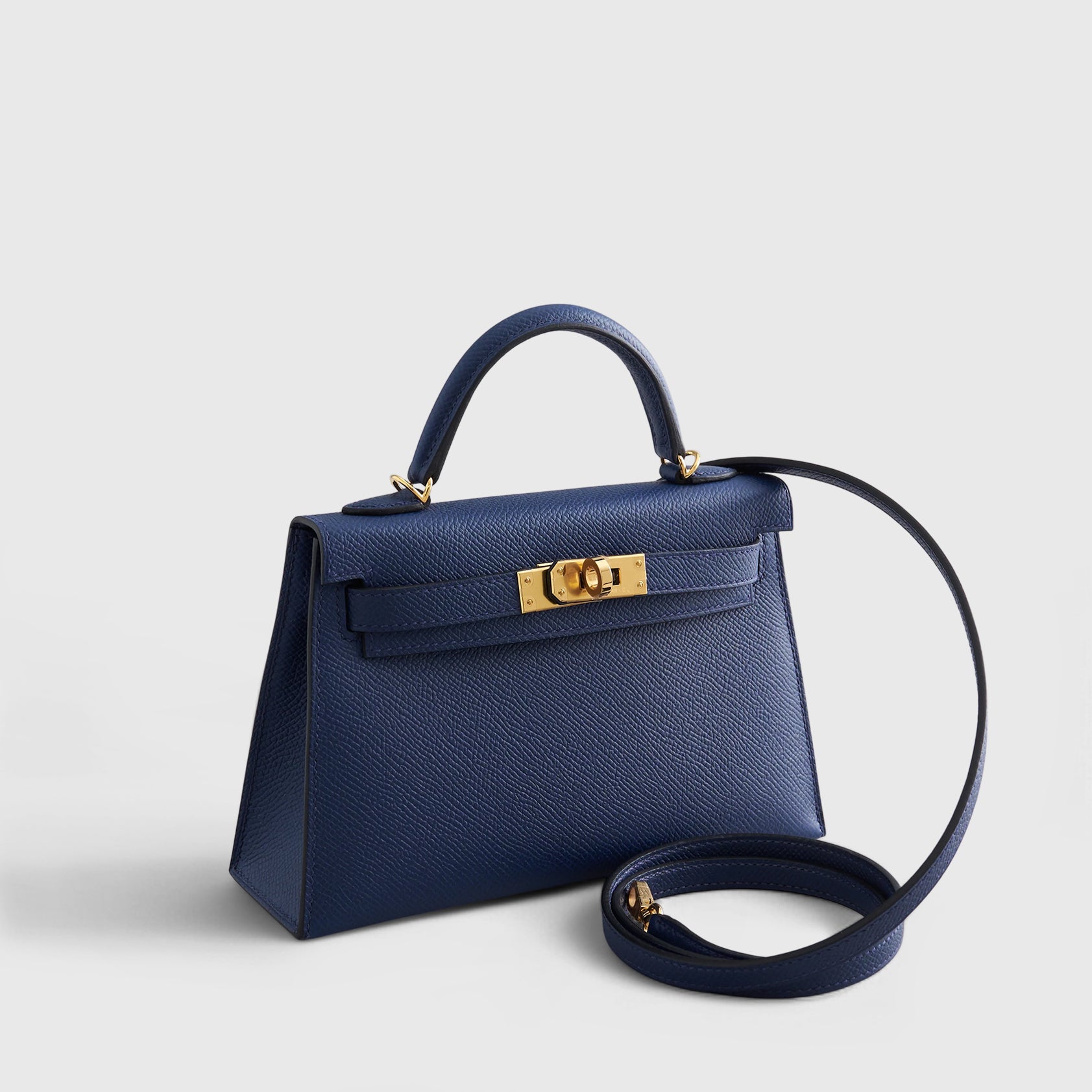 HERMES Kelly Mini Epsom Blue Navy Gold Hardware
