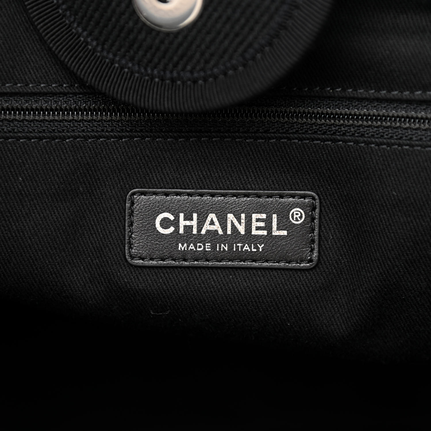 CHANEL Canvas Pearl Medium Deauville Tote Black